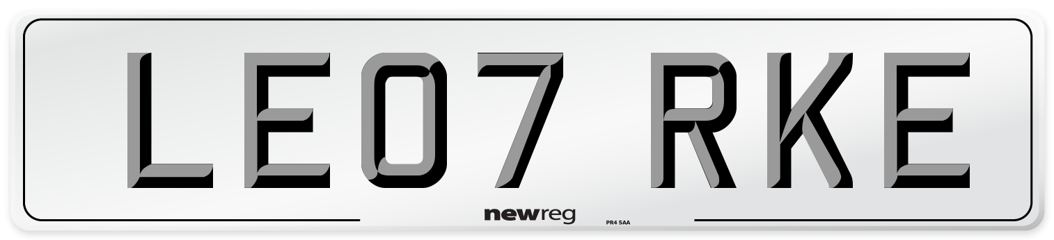 LE07 RKE Number Plate from New Reg